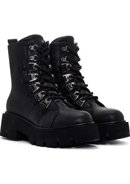 Kadın Siyah Kalın Tabanlı Fermuarlı Postal Bot fırsatları