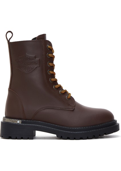 Kadın Kahverengi Deri Rebel Postal Bot