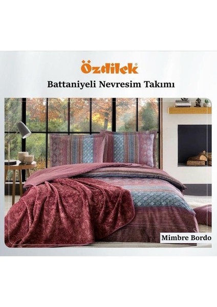 Çift Kişilik Ranforce Nevresim Takımı Trendy Batt.bordo Mimbre