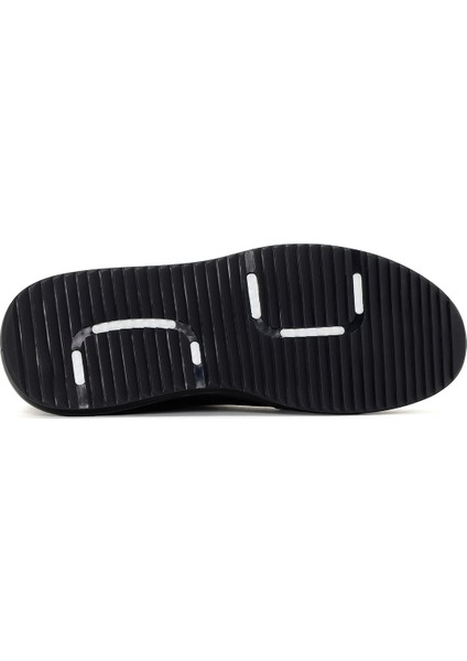 Erkek Siyah Bağcıklı Deri Sneaker
