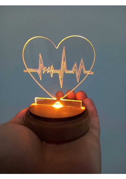 Tekno Trust Kalp Pleksi Işıklı Ahşap Taban 3D Hediye Sevgiliye fiyatları