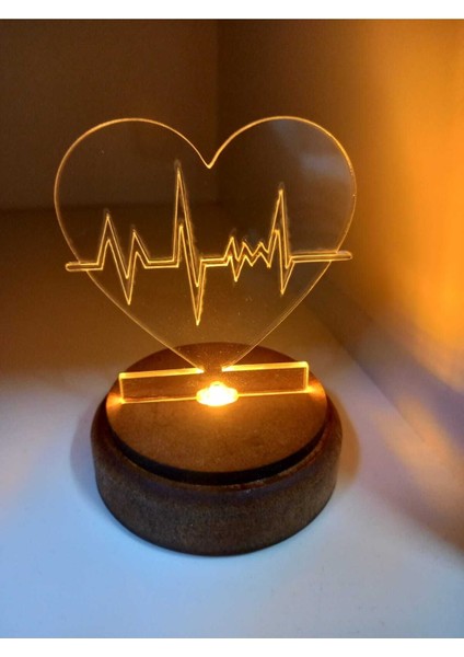 Tekno Trust Kalp Pleksi Işıklı Ahşap Taban 3D Hediye Sevgiliye fırsatları