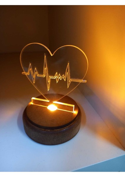 Tekno Trust Kalp Pleksi Işıklı Ahşap Taban 3D Hediye Sevgiliye indirimleri