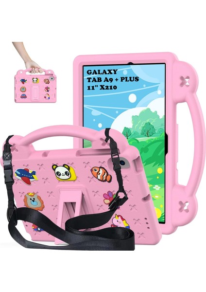 MTK Moveteck Samsung Galaxy Tab A9 Plus 11 Inç SM-X210 Çocuklar Için Tablet Kılıf Askılı Standlı Nemo Karikatürlü Kids Okul Kılıfı