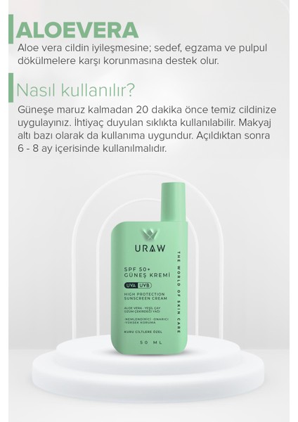 Aloe Vera Güneş Kremi ( Kuru Ciltlere Özel ) 50 ml