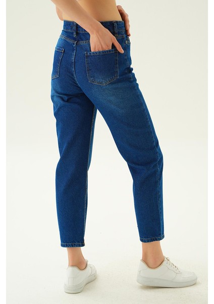 0803 Paça Yırtık Detay Jean Pantolon Koyu Mavi fırsatları