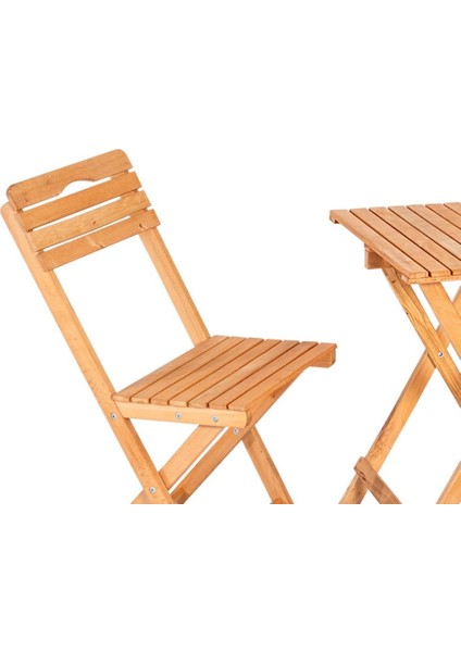 Nar Sokağı Bahçe Takımı Tiny 2+1 Ahşap Bahçe Balkon Bistro Set