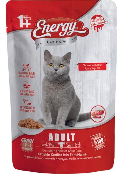 Sığır Etli Yetişkin Islak Kedi Maması Pouch 85 Gram