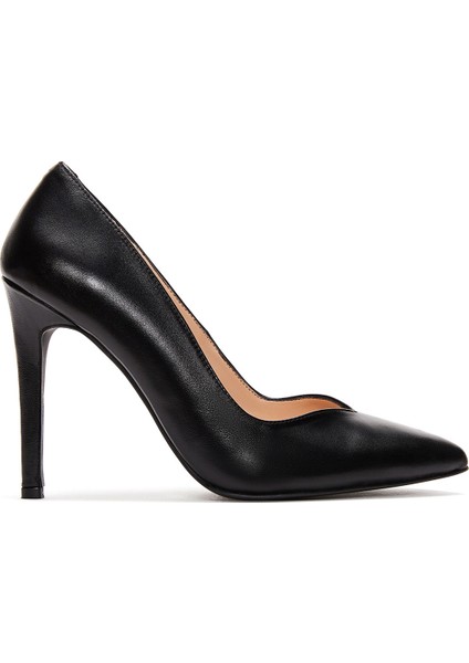 Kadın Siyah Deri Stiletto