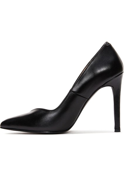Kadın Siyah Deri Stiletto
