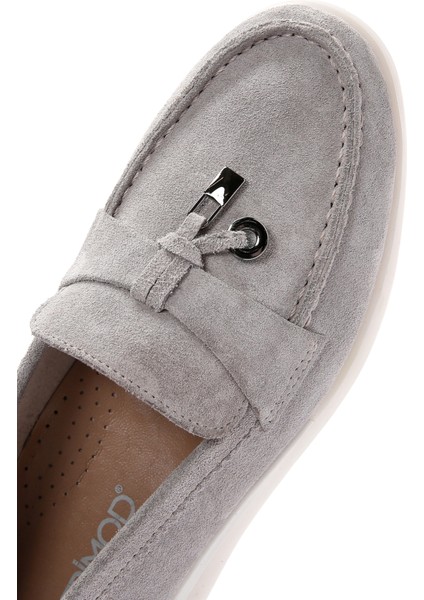 Kadın Gri Süet Deri Comfort Loafer fiyatları