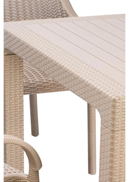 Camsız Kapiçino 90X90 cm Rattan Bahçe Balkon Masası