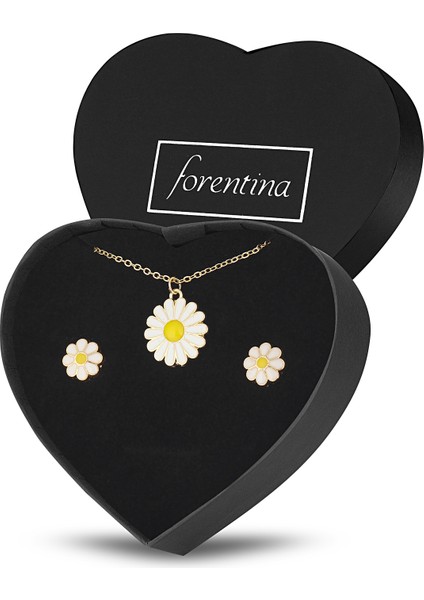 Altın Kaplama Papatya Kolye Küpe - Turuncu Solmayan Gül Hediye Set PS3260 modelleri