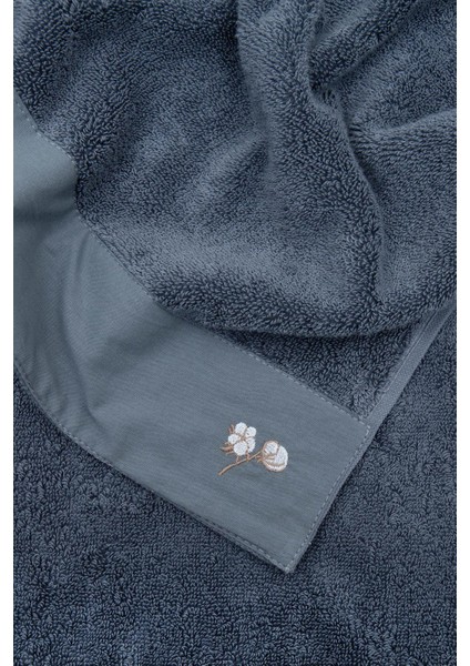 Pure Cotton 6'lı Havlu Seti %100 Organik Pamuk Bez Bordürlü Nakışlı Antrasit modelleri