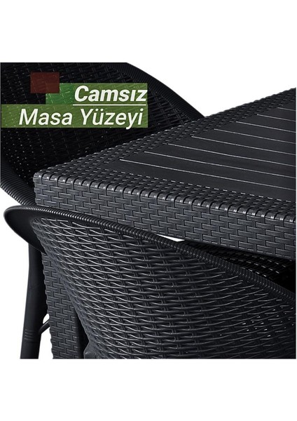 Camsız Siyah 90X150 cm Rattan Bahçe Balkon Masası fırsatları