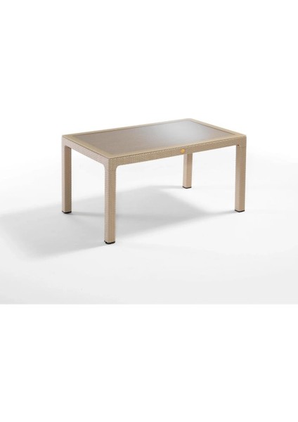 Camlı Kapiçino 90X150 cm Rattan Bahçe Balkon Masası