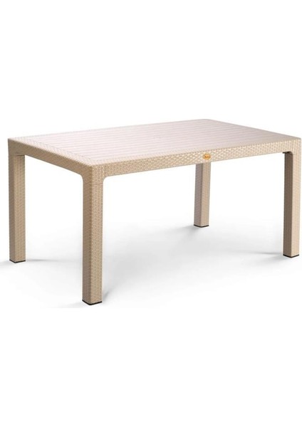 Camlı Kapiçino 90X150 cm Rattan Bahçe Balkon Masası