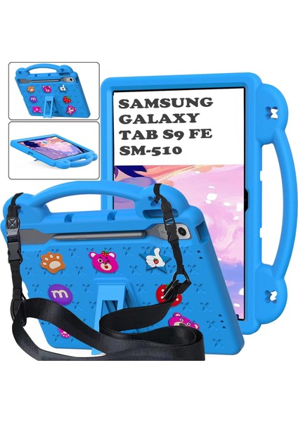 Samsung Galaxy Tab S9 Fe 10.9 Inç SM-X510 Çocuklar Için Tablet Kılıf Askılı Standlı Nemo Karikatürlü Kids Okul Kılıfı