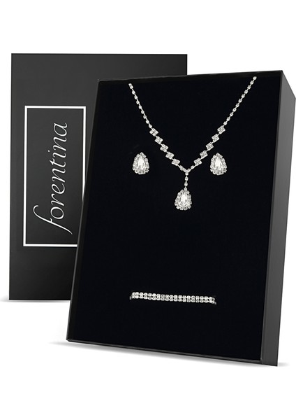 Zirkon Taşlı Damla Model Takı Seti PS3092