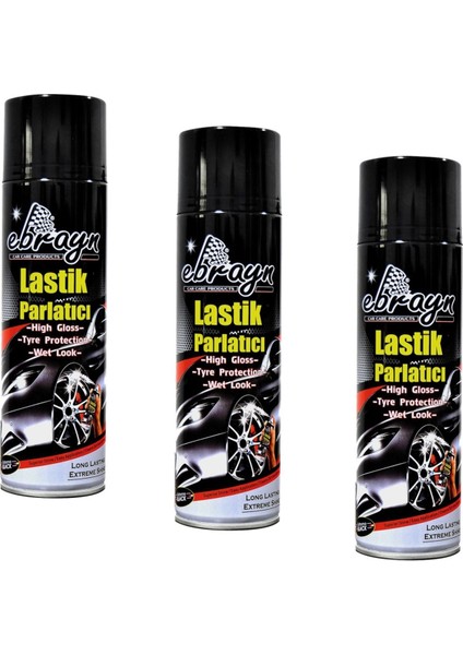 Premium Lastik Parlatıcı Tampon Parlatıcı Koruyucu Aerosol Sprey 500 ml Kaliteli 3 Adet