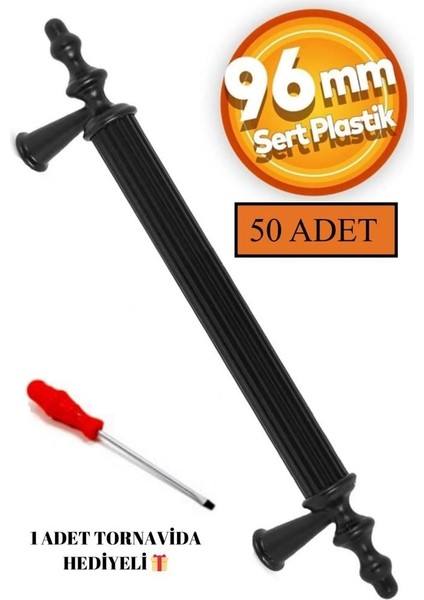96 mm Polimer Dolap Kulpu 50 Adet Vidalı - 4X100 Tornavida Hediyeli