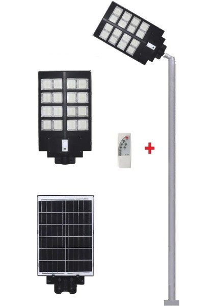 Güneş Enerjili Aydınlatma Lambası 900W + 3m. Lamba Direği