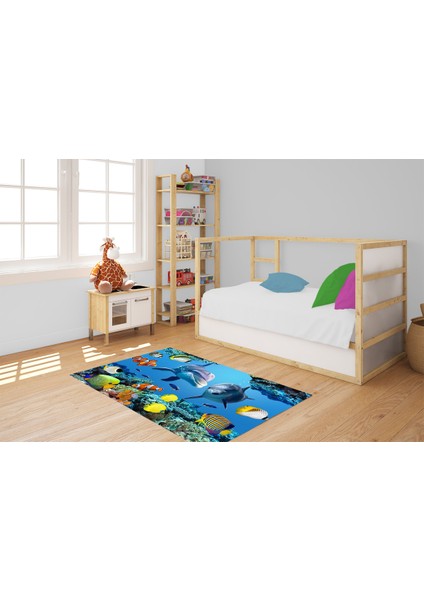Çocuk Halısı ve Bebek Halısı Yıkanabilir Kaymaz Taban Figürlü Mavi Dijital Baskı Halı HC076 fiyatları