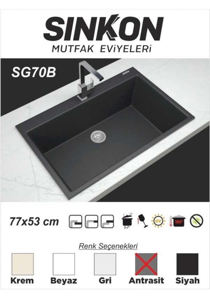 Eviye Granit Evye 77X53 - SG70B - Sinkon
