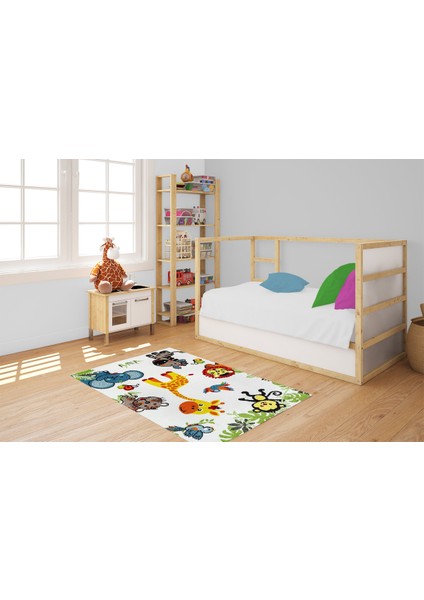 Çocuk Halısı ve Bebek Halısı Yıkanabilir Kaymaz Taban Figürlü Beyaz Dijital Baskı HALI HC073 fiyatları