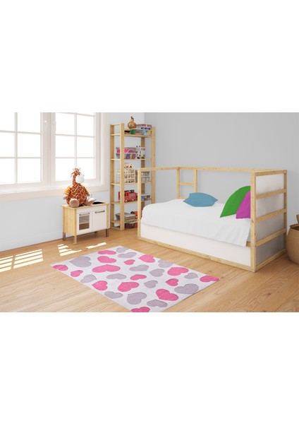 Çocuk Halısı ve Bebek Halısı Yıkanabilir Kaymaz Taban Figürlü Pembe Dijital Baskı Halı HC055 indirimleri