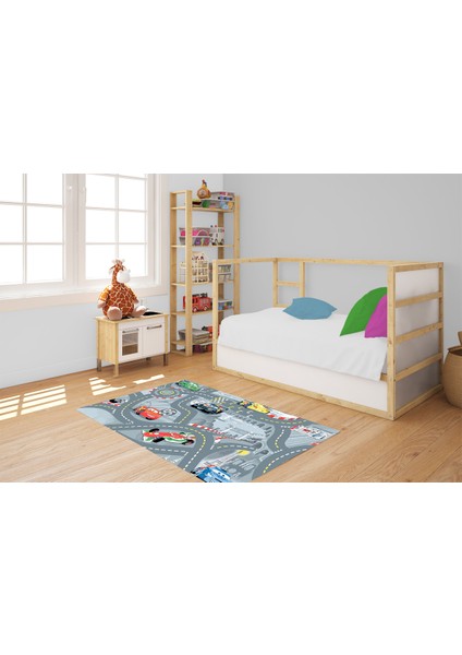 Çocuk Halısı ve Bebek Halısı Yıkanabilir Kaymaz Taban Figürlü Gri Dijital Baskı Halı HC082 fiyatları