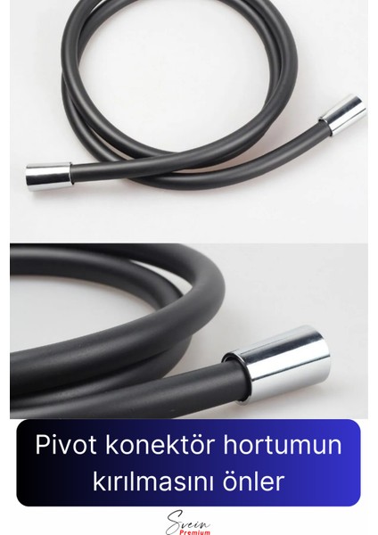 Tekno Trust Siyah Dayanıklı Esnek Kırılmaz Çatlamaz Patlamaz Sızdırmaz Pvc Banyo Duş Musluk Hortumu 1,5 Metre modelleri