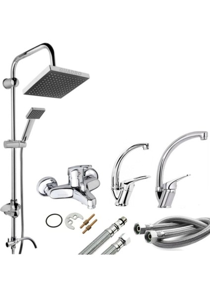 Tekno Trust Yağmurlama Robot Duş - Banyo - Lavabo - Mutfak Full Mix Kuğu 4’lü Set Musluğu Bataryası