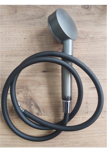 Tekno Trust Antrasit Gri Filtreli Spa Modlu Duş Başlığı & Mat Siyah Duş Hortum Seti