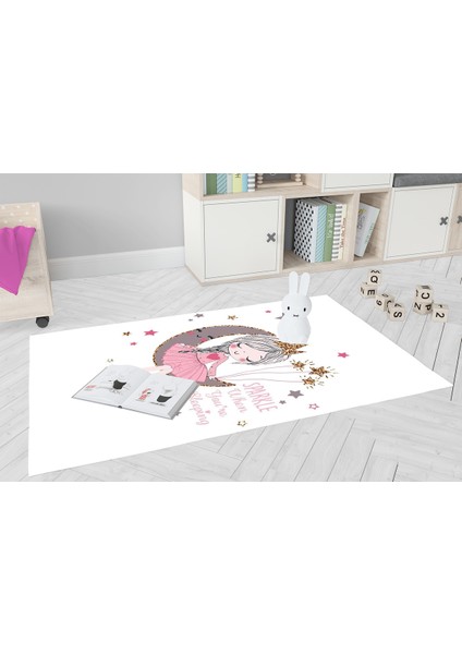 Çocuk Halısı ve Bebek Halısı Yıkanabilir Kaymaz Taban Figürlü Beyaz Dijital Baskı Halı HC081 modelleri