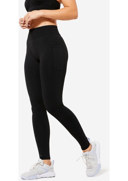 Domyos Kadın Push Up Etkili Spor Taytı - Fitness Kardiyo - Siyah
