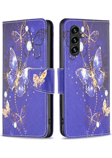 Samsung Galaxy A15 4g Pu Pu Deri Desen Baskı Melez Kelebekleri Telefon Kılıfı (Yurt Dışından)
