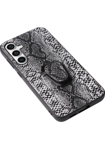 Samsung Galaxy S23 Fe Pu Deri+Tpu+Pc Cep Geri Koşu Kara Islan Telefon Kılıfı (Yurt Dışından)