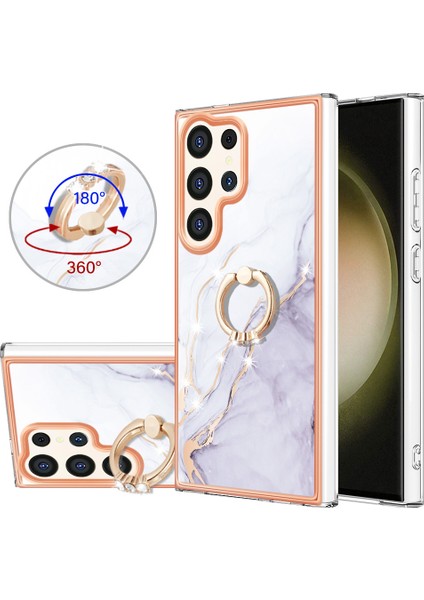 Samsung Galaxy S24 Ultra Yüzük Tutucu sı Mermer Tpu White 006 Telefon Kılıfı (Yurt Dışından) fiyatları