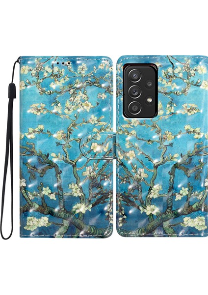 Samsung Galaxy A33 5g 5g Pu Deri 3D Desen Baskı Cep Apricot Blossom Telefon Kılıfı (Yurt Dışından)