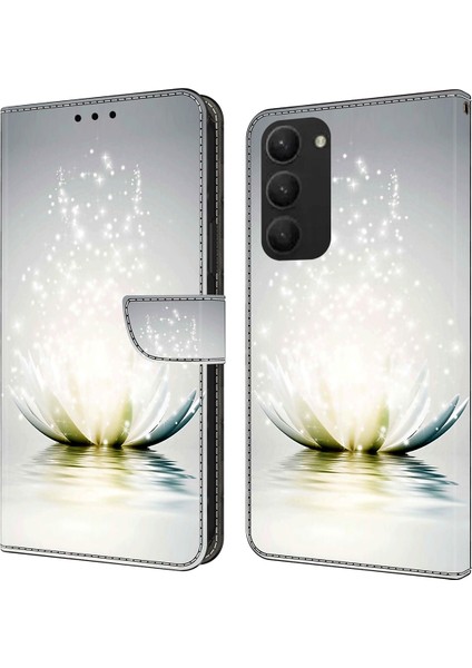 Samsung Galaxy S24 Için+ Deri 3D Desen Baskı Lotus Telefon Kılıfı (Yurt Dışından)