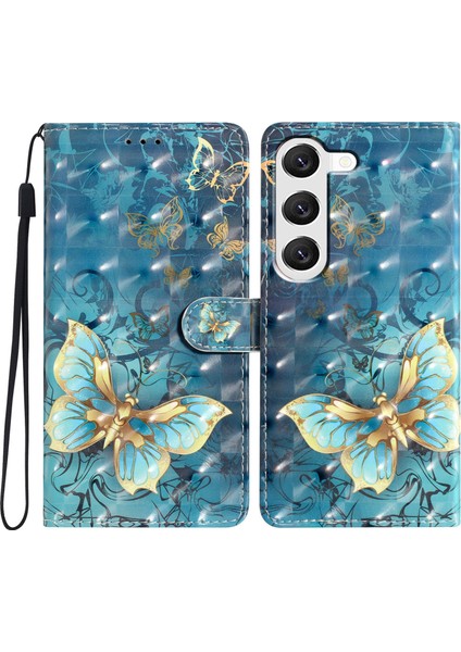 Samsung Galaxy S24+ Durum 3D Pus Pu Deri Deri Flip Butterfly Telefon Kılıfı (Yurt Dışından)