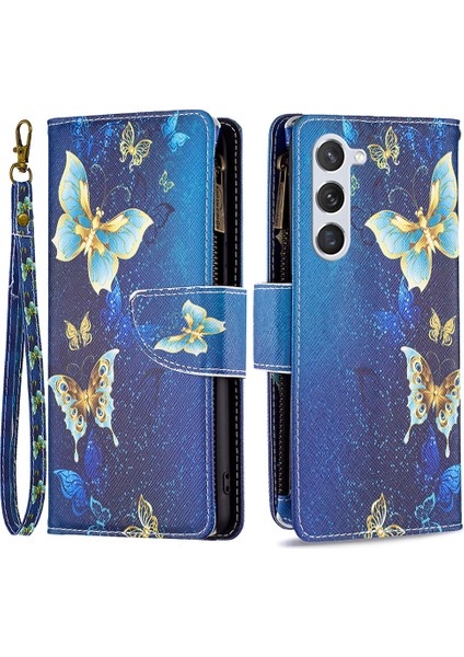 Samsung Galaxy S24 Fermuar Golden Kelebek Telefon Kılıfı (Yurt Dışından)
