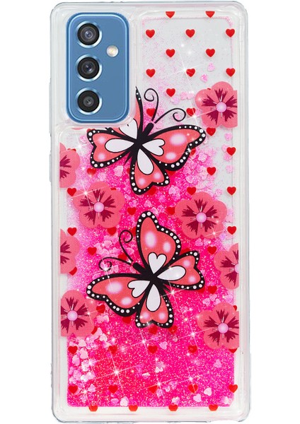 Samsung Galaxy A05S 4g Tpu sı Boşlu Boşlu Desi Sıvı Quicksand Cover Red Kelebekler Telefon Kılıfı (Yurt Dışından)