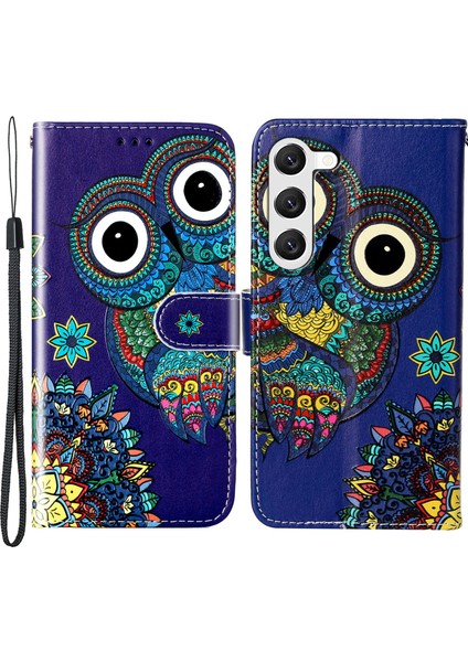 Samsung Galaxy S24 Deseni Baskı Deri Flip Baykuş Telefon Kılıfı (Yurt Dışından)