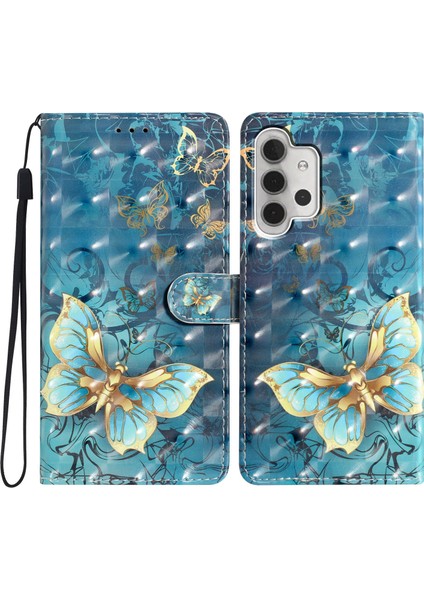 Samsung Galaxy A32 5G/M32 5g Pu Deri 3D Desen Butterfly Telefon Kılıfı (Yurt Dışından)