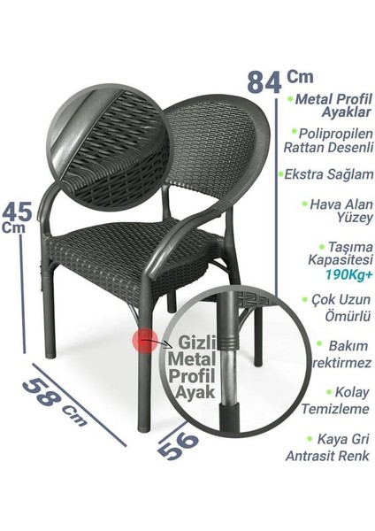 6 Adet Bambu Rattan Kollu Sandalye Koltuk Siyah fiyatları