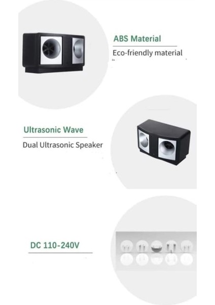 Ultrasonik Fare, Haşere, Böcek Kovucu Speaker Çift Hoperlör 230 M2 Cihaz