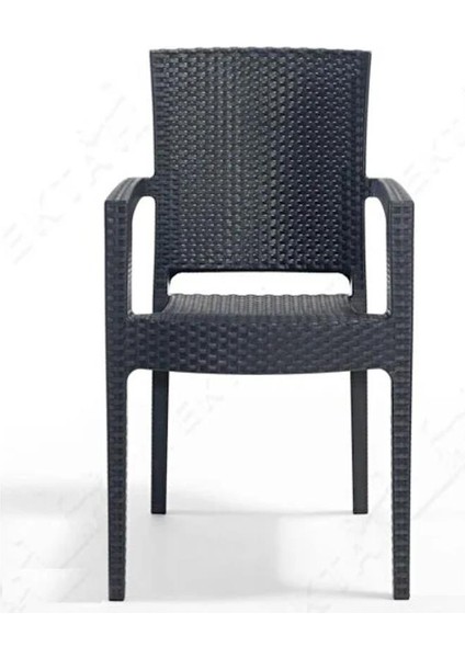 6 Adet Zeugma Rattan Kollu Sandalye Koltuk Antrasit modelleri