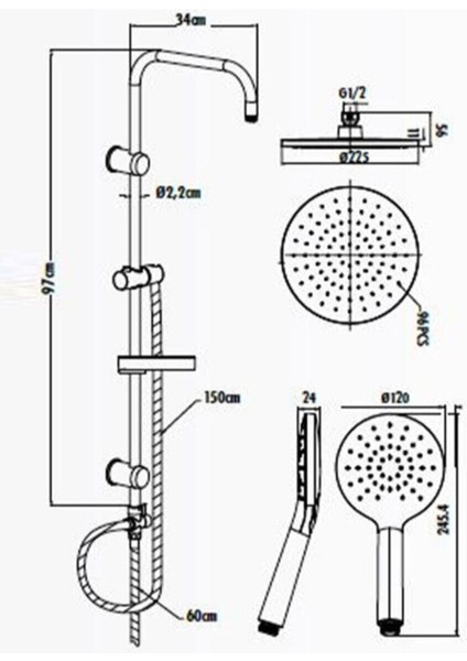 Tekno Trust Tepe Duş Seti - SH640